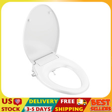 Elongated Soft Close Bidet Seat with Manual Control Self-Cleaning Wand - White