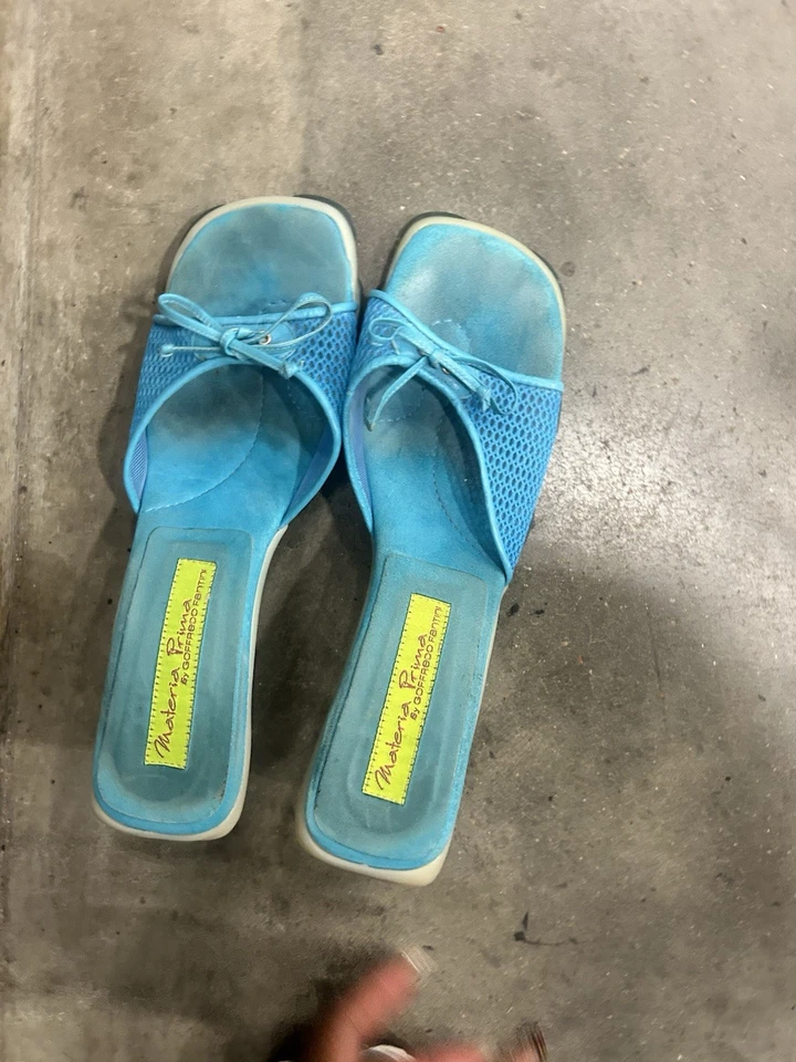 VINTAGE MATERIA PRIMA POR GOFFREDO FANTASINI Chunky Blue TAMANHO 9 EUA SALTO GATINHO Y2K - Imagem 3 de 4