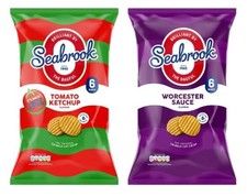 Seabrook Crinkle Cut Crisps, Tomato Ketchup & Worcester Sauce Flavour, 6 Pack