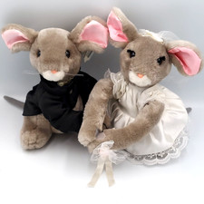 Dakin 1986 Vintage Plush Gray Mouse / Mice Bride Groom plush 8" ORIGINAL TAG