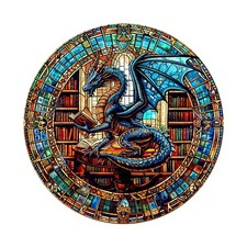 Wooden Puzzles for Adults - The Dragon's Library Wooden Jigsaw Puzzle, Unique An