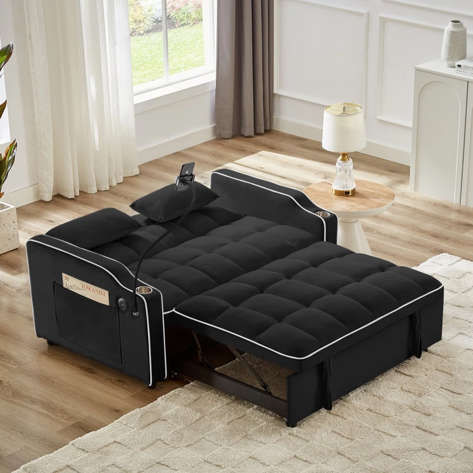 1 versatile foldable sofa bed in 3 lengths, modern sofa sofa sofa velvet. - Image 3 of 4