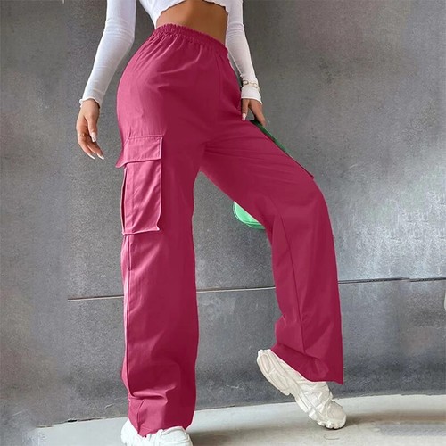 Pantalones cargo mujer cintura alta mujer pierna ancha baile ocio pantalones sueltos deporte//1 - Imagen 11 de 28