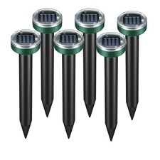 6 Pcs Mole Repellent Ultrasonic Solar Powered Animal Repellent for Outdoor Lawn