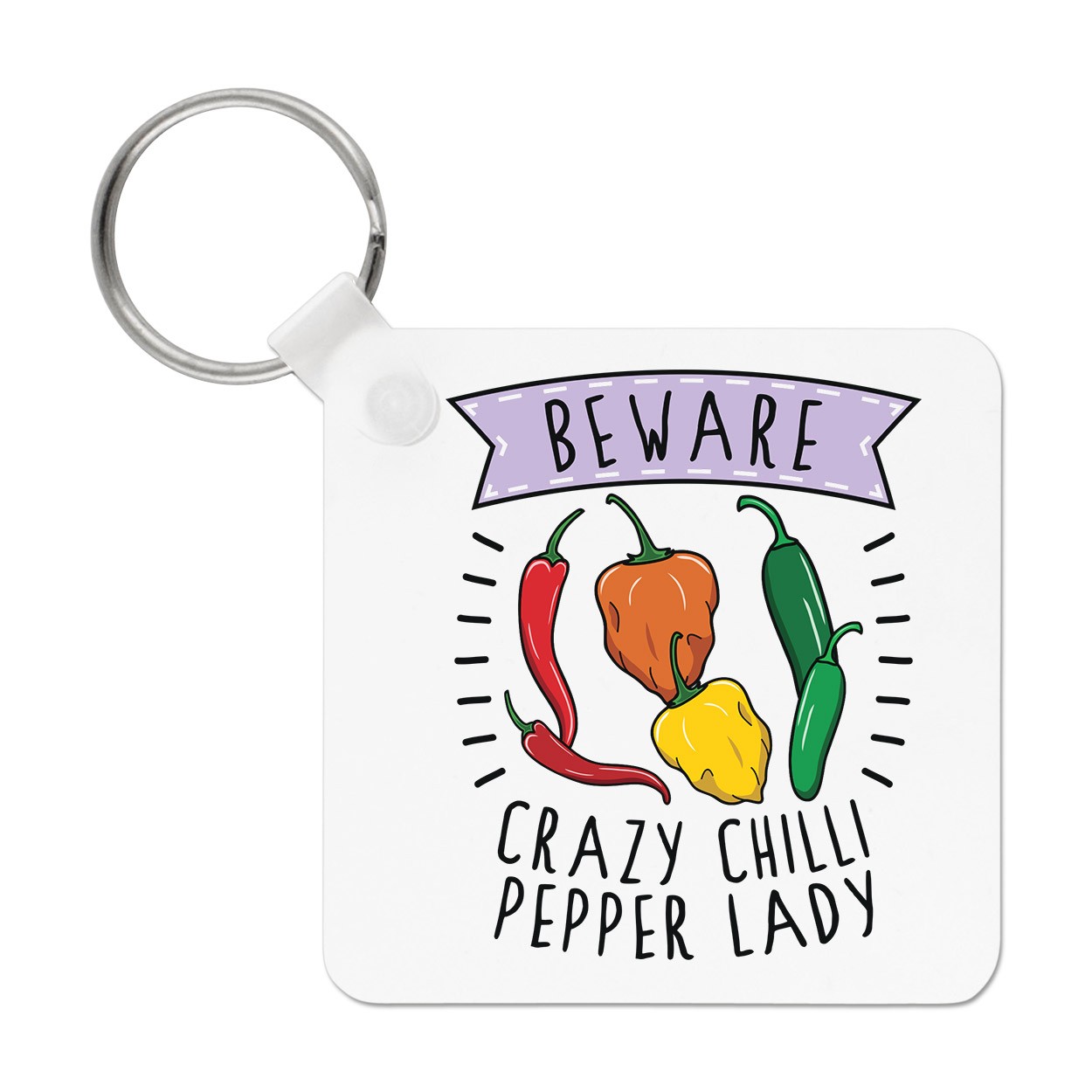 Beware Crazy Chilli Pepper Lady Keyring Key Chain Mum Mothers Day Girlfriend