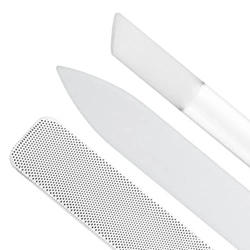 Juego de Cuidado de Uñas de Vidrio Tamaño M 90 cm Blanco Lima de Uñas Tampón Cutícula Pushy 2023 Ganador Foto 3 de 4
