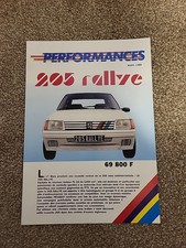 Brochure Performances Peugeot 205 Rallye Mars 1988