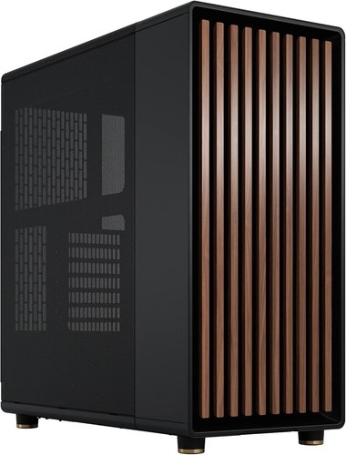 North Charcoal Black ATX Mid Tower PC Case with Walnut Front and Mesh Sides - Afbeelding 3 van 24