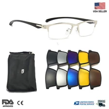 5 in 1 Clip on Sunglasses, Night Vision, Polarized,TR90 Magnetic Lens Swappable 