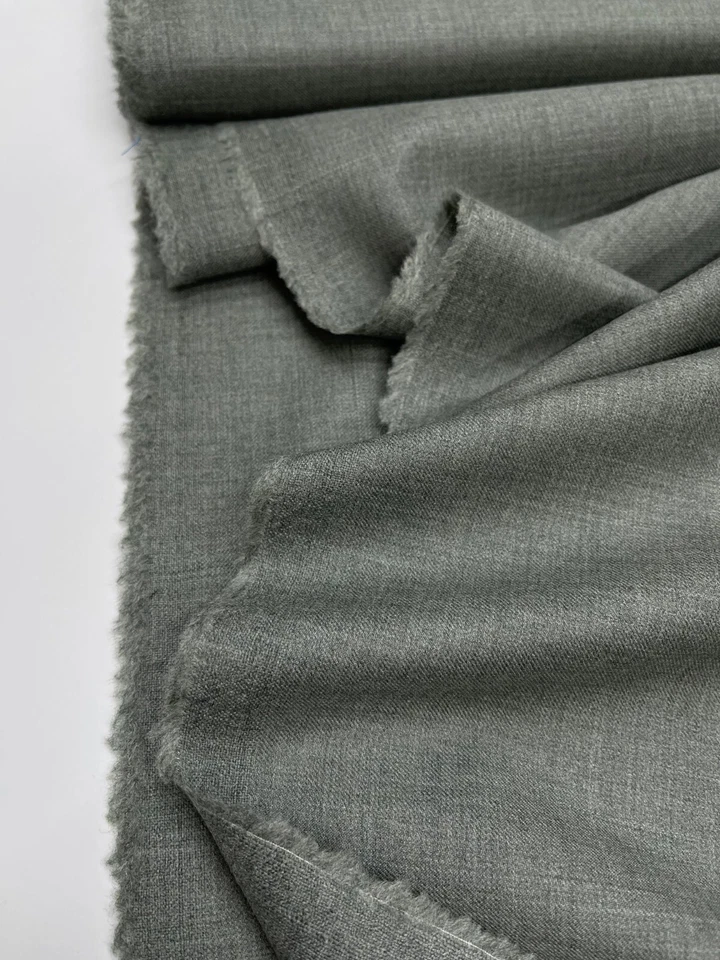Sage Green Super 130s Wool Suiting, Dishdasha Fabric, Woven by DRAGO ITALY  3.0m - Image 2 of 4