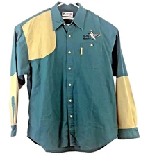 Columbia Mens Hunting Shirt Size Large Long Sleeve Green Tan Delta Cotton 