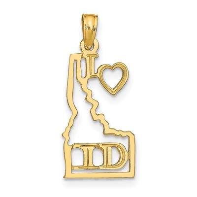 14k Gelbgold massiver Idaho Zustand Anhänger für Frauen 0,64gm L-0,95 Zoll, B-0,4 Zoll