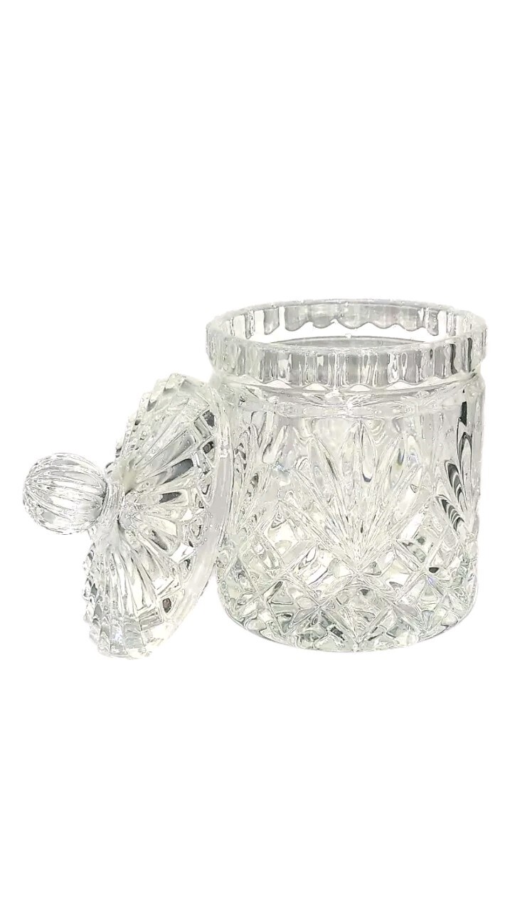 Vintage Zajecar Crystal Candy Dish or Trinket Jar with Lid