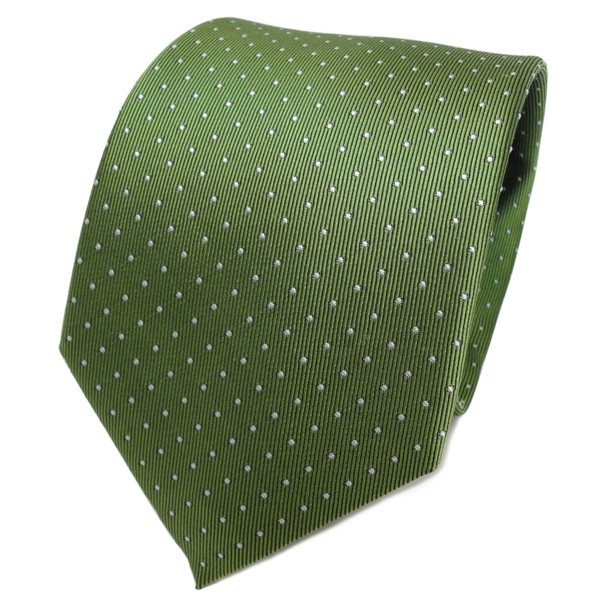 Tigertie Designer Seidenkrawatte GrüN MaigrüN Silber Gepunktet - Krawatte Seide-image