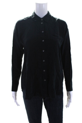 Everlane Womens The Clean Silk Oversized Shirt  Black Size 00
