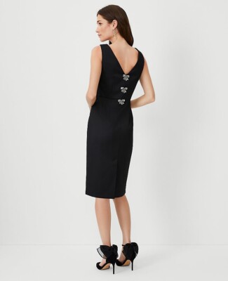 NEW $180 ANN TAYLOR BLACK SPARKLE BOW BACK V-neck SHEATH DRESS SIZE 4 | eBay NEW $180 ANN TAYLOR BLACK SPARKLE BOW BACK V-neck SHEATH DRESS SIZE 4 | eBay