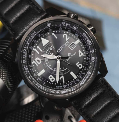 Citizen Promaster Nighthawk Black Dial Leather Men's Watch BJ7135