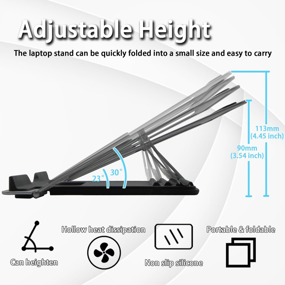 Adjustable Height Foldable Laptop Stand for Desk Portable Computer Riser