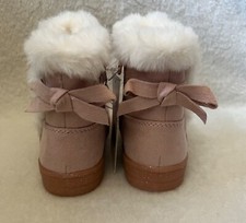 Cat  Jack Toddler Girls Winter Boots Sz 7 Omie Shearling Faux Fur Bows Pink