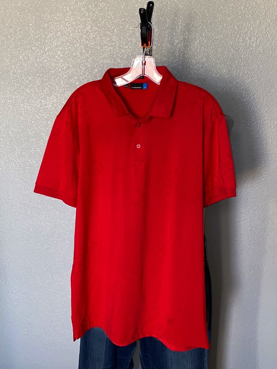 MINT J Lindeberg Embossed Fire Red Poly POLO SHIRT XL Extra