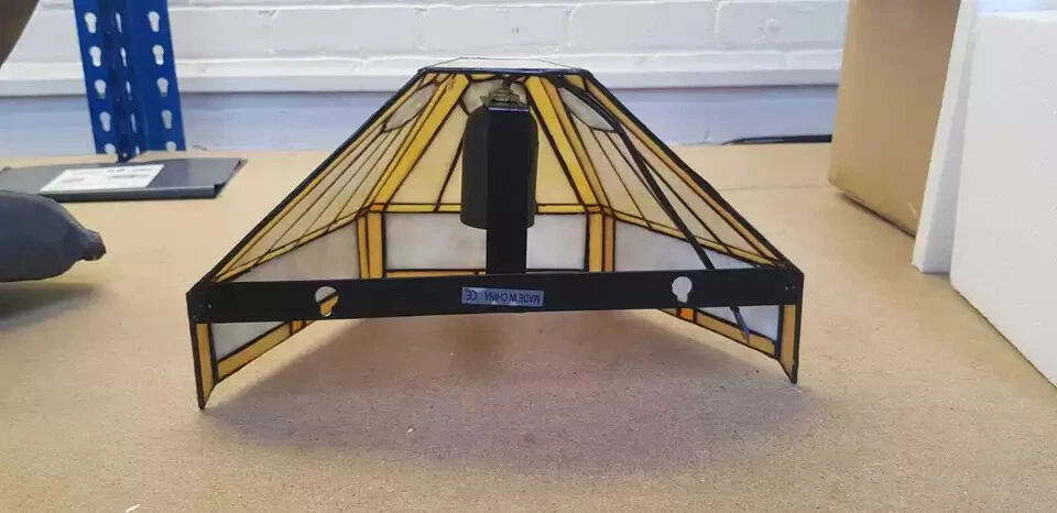 Tiffany Wall Lamp Antique Style Light Stained Glass Handcrafted Uplighter Lamps - Image 3 of 4