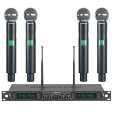 Phenyx Pro Wireless Microphone System, 4-channel Uhf Wireless Mic, Fixed Freq...