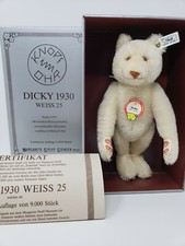 STEIFF "Dicky 1930" Replica 407550-LE 10" White Teddy Bear w/ Box Certificate