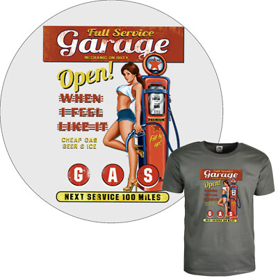 T-Shirt Herren Auto Service Hot Rod classic US-Car v8 Kustom Garage *1101 grau