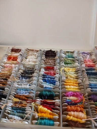 Large Lot Of Embroidery Cross Stitch Floss/Thread Carded In 3 Organizer Cases - Image 3 of 4