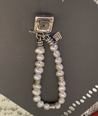 ブレスレット LESS IS MORE Green pearl necklace size 2 Silpada Silver Freshwater Pearl Charm Toggle Clasp Bracelet