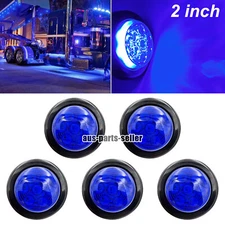 5Pcs 2" Inch Blue Round LED Trailer Truck Side Marker Clearance Lights w/Grommet