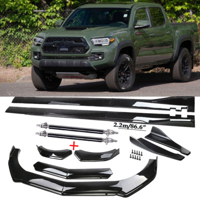 Front Bumper Lip Spoiler Chin Splitter Bod Kit Glossy Black For Toyota