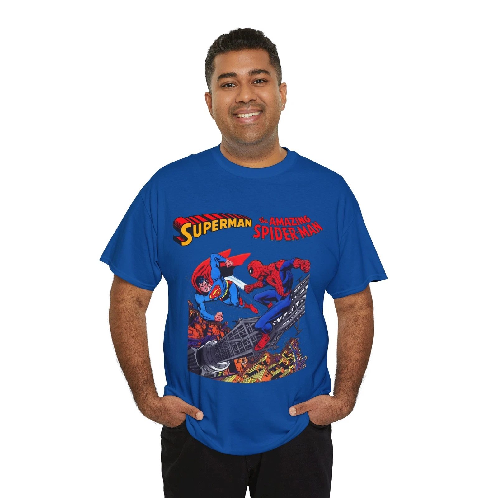 Superman & Amazing Spider-Man T-Shirt - DC/Marvel Comics Crossover - 1970s