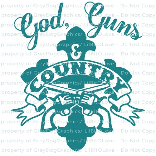 Vinyl Decal featuring God Guns & Country Cross & Crossed Pistols Sticker - Picture 7 of 19