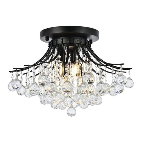 Elegant Lighting Toureg 19" Metal and Crystal Flush Mount in Black - Picture 1 of 8