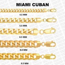 10K halbmassive Gelbgold Miami Kubanische Ket...