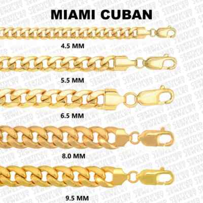 10K halbmassive Gelbgold Miami Kubanische Kette Halskette