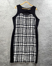 Target Womens Pencil Midi Dress Size 20 Black Ivory Check Sleeveless Cut Out
