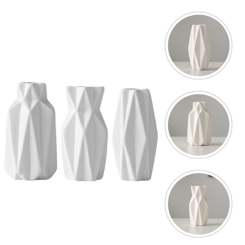 3 Pcs Small Ceramic Vase Flowers Decorative Modern Abstract eBay
