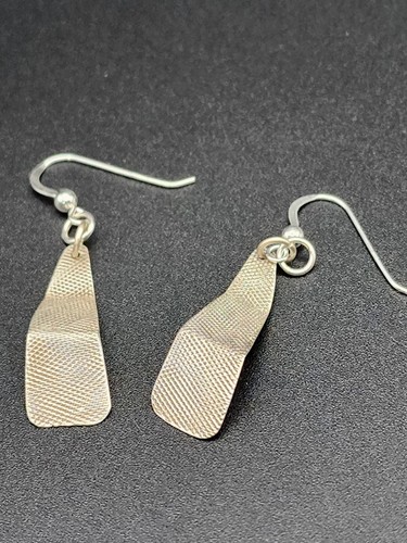 Hand Crafted 925 Sterling Silver Earrings Zigzag - Picture 5 of 5