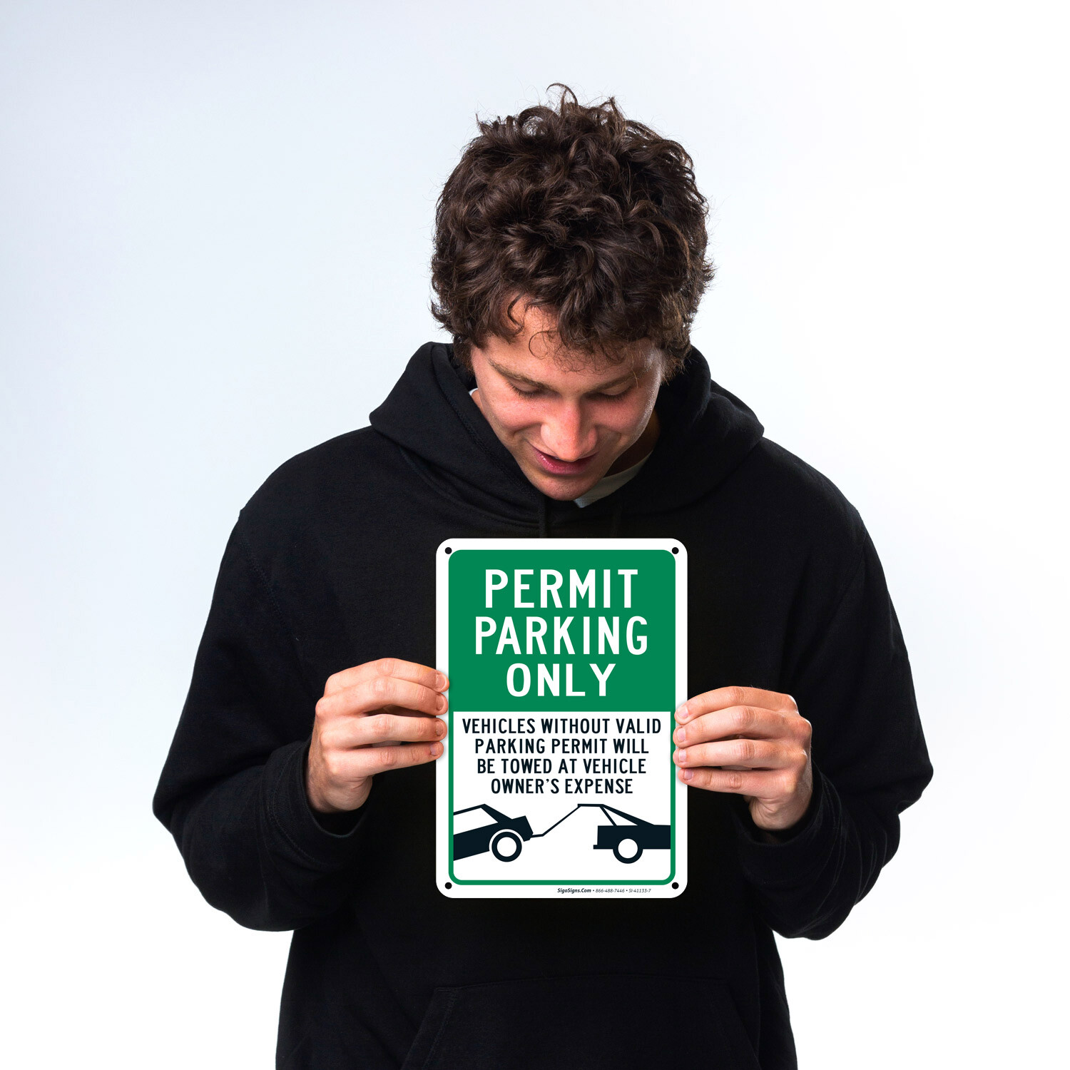 Permit Parking Only Sign, Will Be Towed At Owner'S Expense,