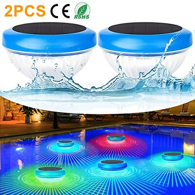 #ad #ad 2PCS Solar RGB LED Floating Light Colors Changing Swimming Pool Underwater Lamp