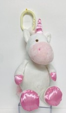 KELLYTOY UNICORN BABY RATTLES White Pink HANGING 13" Plush
