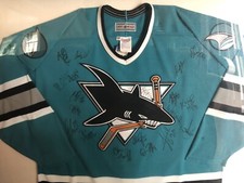 San Jose Sharks 1997 Team signed Jersey Chris Tancill, Dody Wood, Jeff Friesen