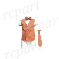 New Boy's Kid's formal Tuxedo Vest Waistcoat necktie  bowtie Peach Size 2-14