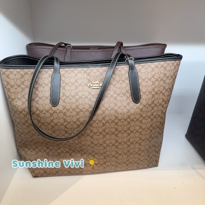 NWT Coach CJ942 City Tote Micro Signatures Canvas Khaki Brown