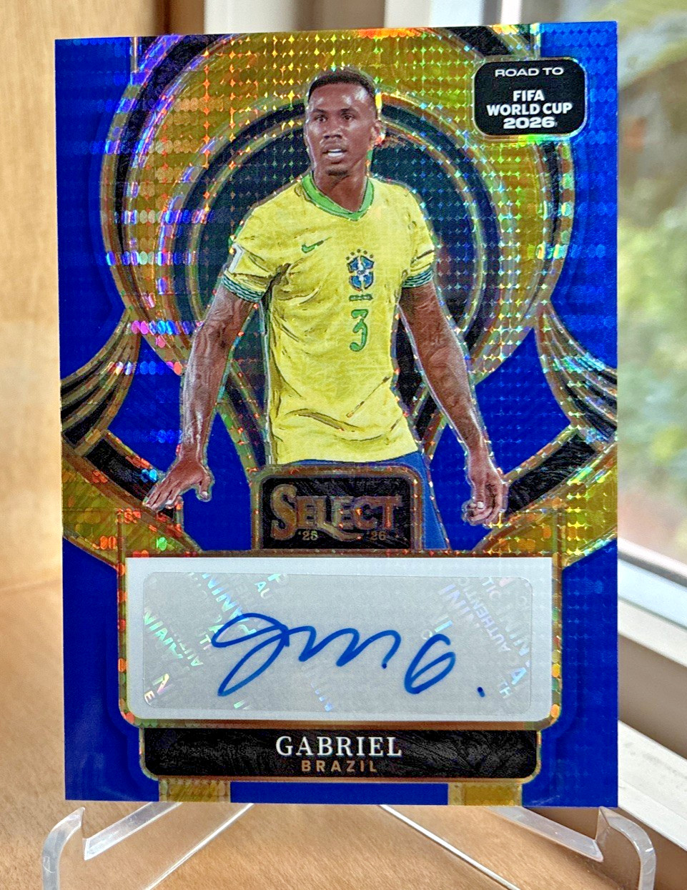 2025-26 Panini Select FIFA World Cup Gabriel #SE-G Signatures Blue Pulsar Auto view 1