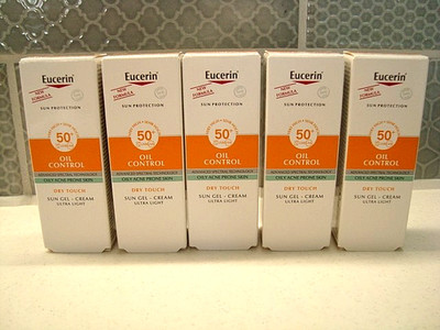 5 x Eucerin Sun Oil Control Gesichtsgel Creme fettige zu Akne neigende Haut LSF50 je 5 ml
