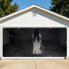 Ghost Theme Halloween Garage Door Banner Polyester Fabric Garage Door Decoration