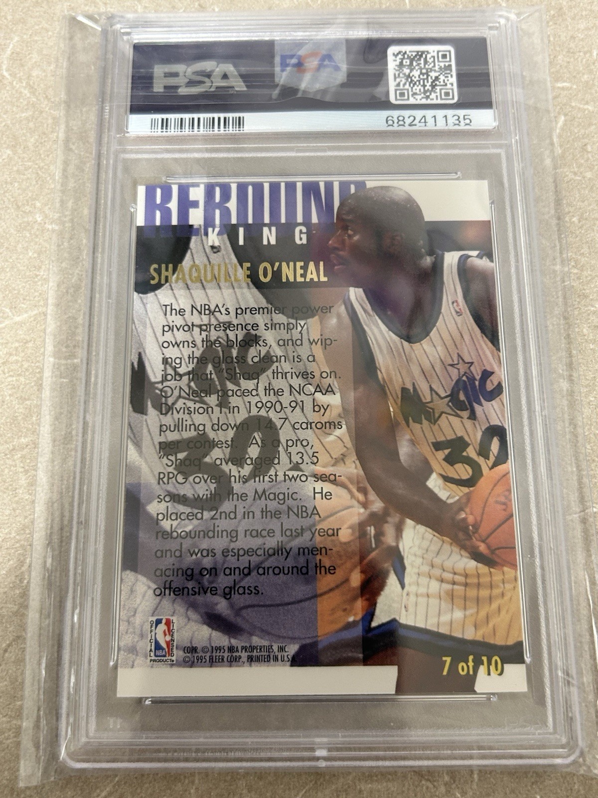 1994 ULTRA Shaquille O'neal REBOUND KINGS PSA 9 MINT view 3